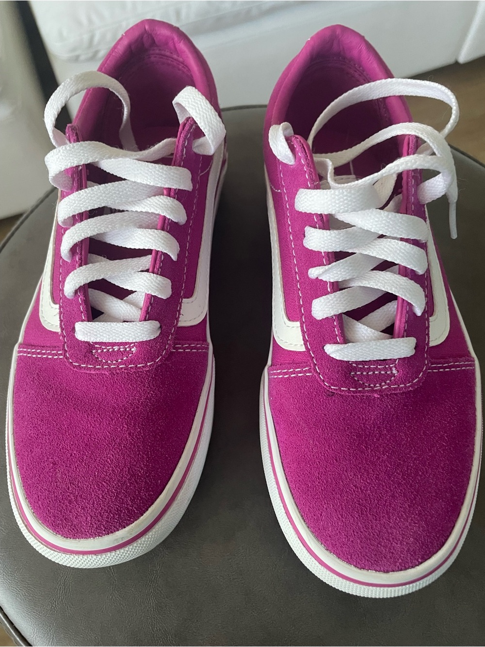 Vans Women's Magenta Suede Low-Top Sneakers with White Accents